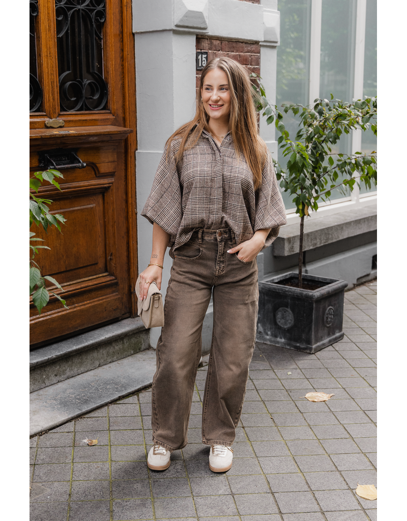 21Jewelz Geruite blouse met kraag - bruin/beige