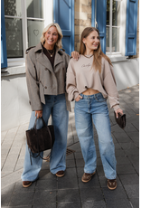 21Jewelz Kort jasje met print en ceintuur - taupe