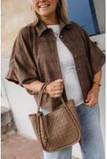 21Jewelz Geruite oversized blouse - beige