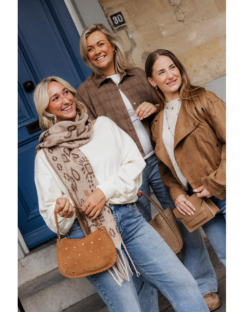 21Jewelz Geruite oversized blouse - beige