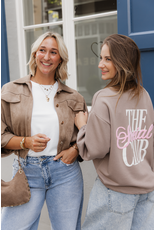 21Jewelz Suede-look jasje met gouden knoopjes - taupe