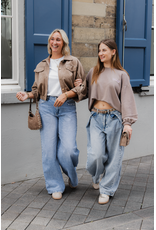 21Jewelz Suede-look jasje met gouden knoopjes - taupe