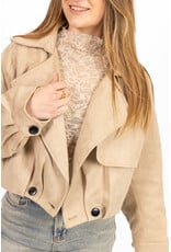 21Jewelz Kanten velours top met hoge hals - beige