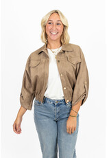 21Jewelz Suede-look jasje met gouden knoopjes - taupe