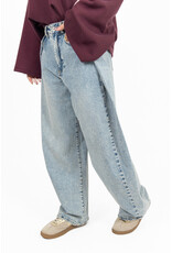 Queen Hearts Wide leg jeans met plooien - lichtblauw