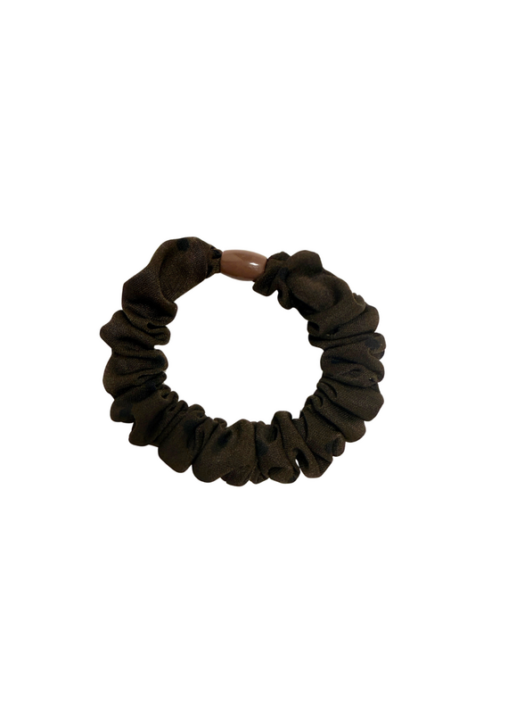 21Jewelz Smalle scrunchie met kraal - polkadot bruin