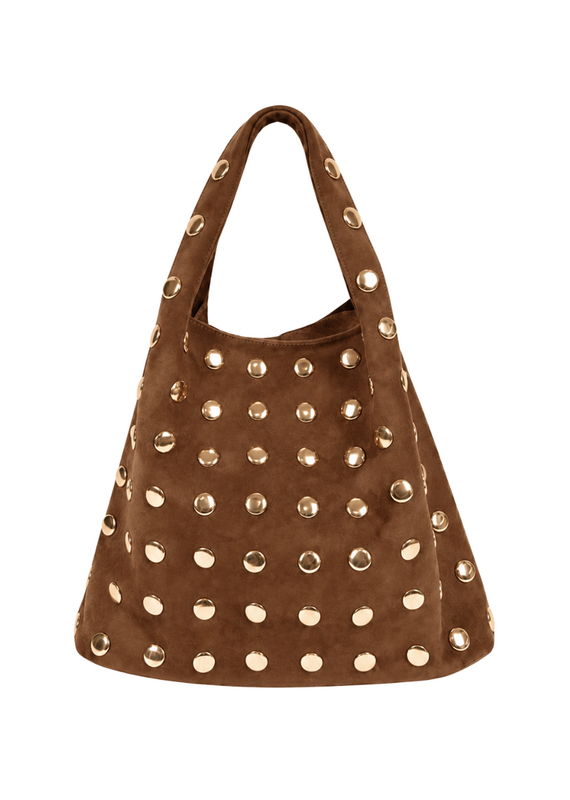 21Jewelz PU shopper met gouden studs - suede camel
