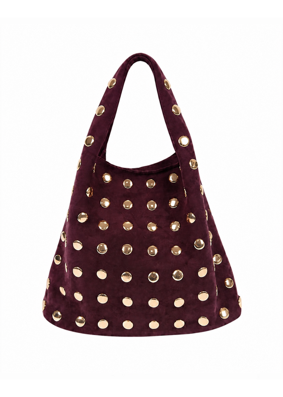 21Jewelz PU shopper met gouden studs - suede burgundy