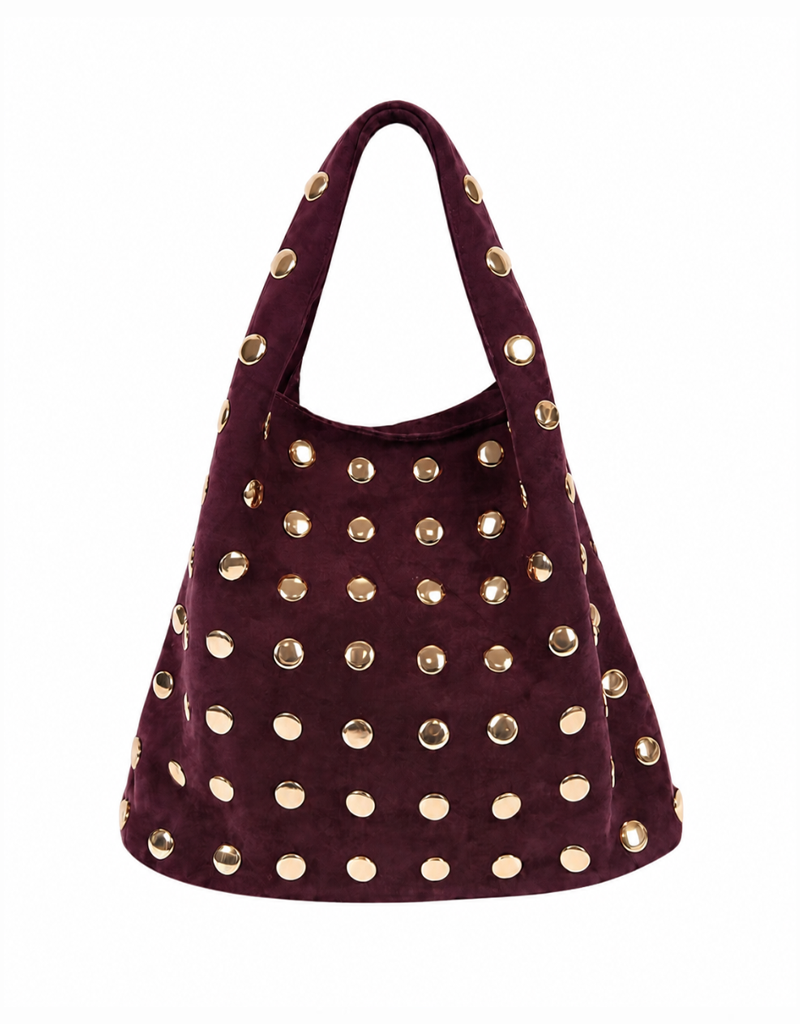 21Jewelz PU shopper met gouden studs - suede burgundy