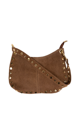 21Jewelz Halfronde tas met gouden studs - suede taupe