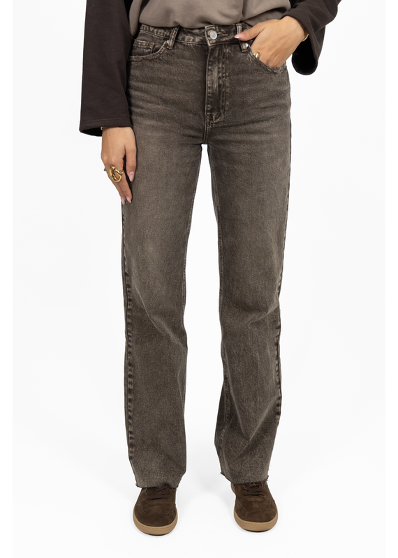Queen Hearts Tall straight leg jeans - washed donkerbruin