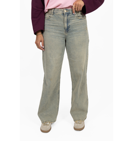 Queen Hearts Destroyed wide leg jeans - washed blue