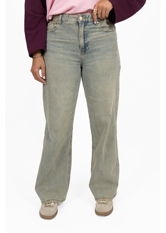 Queen Hearts Destroyed wide leg jeans - washed blue