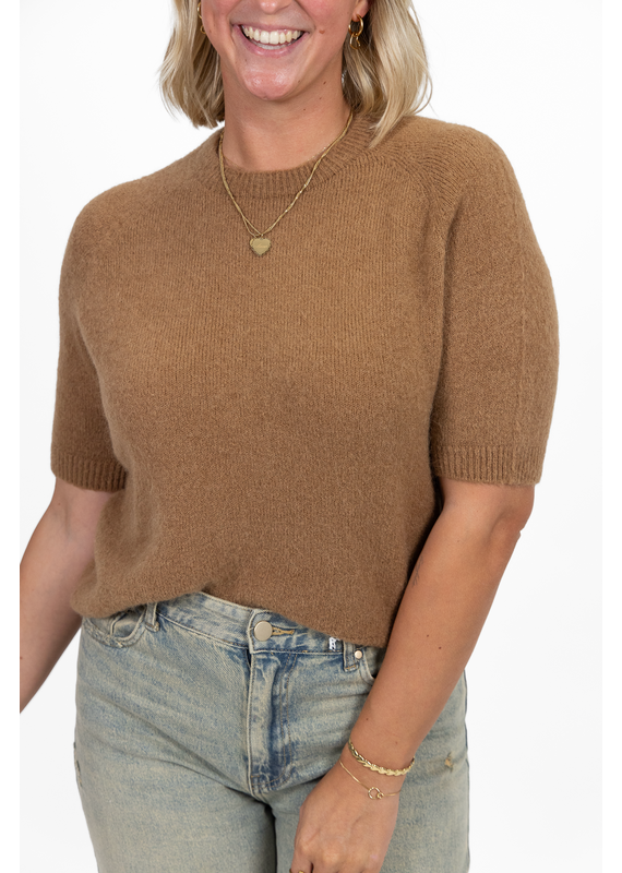21Jewelz Effen basic truitje met korte mouw - camel