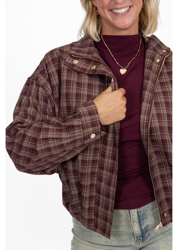 21Jewelz Geruit jasje - bordeaux/camel