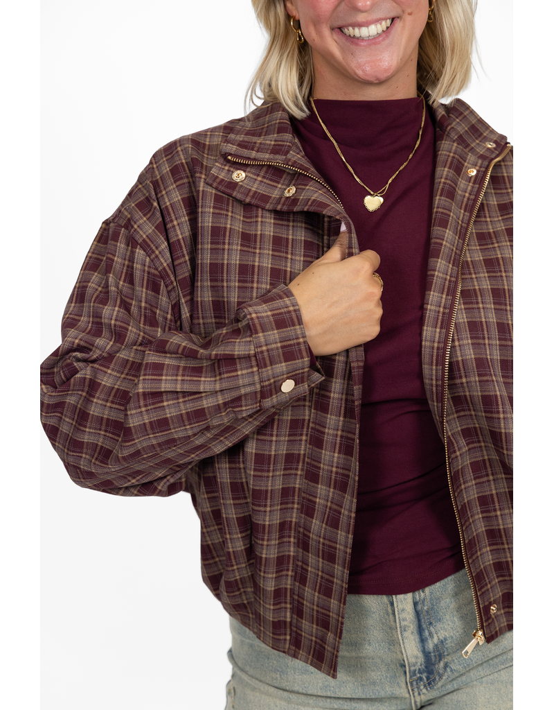 21Jewelz Geruit jasje - bordeaux/camel