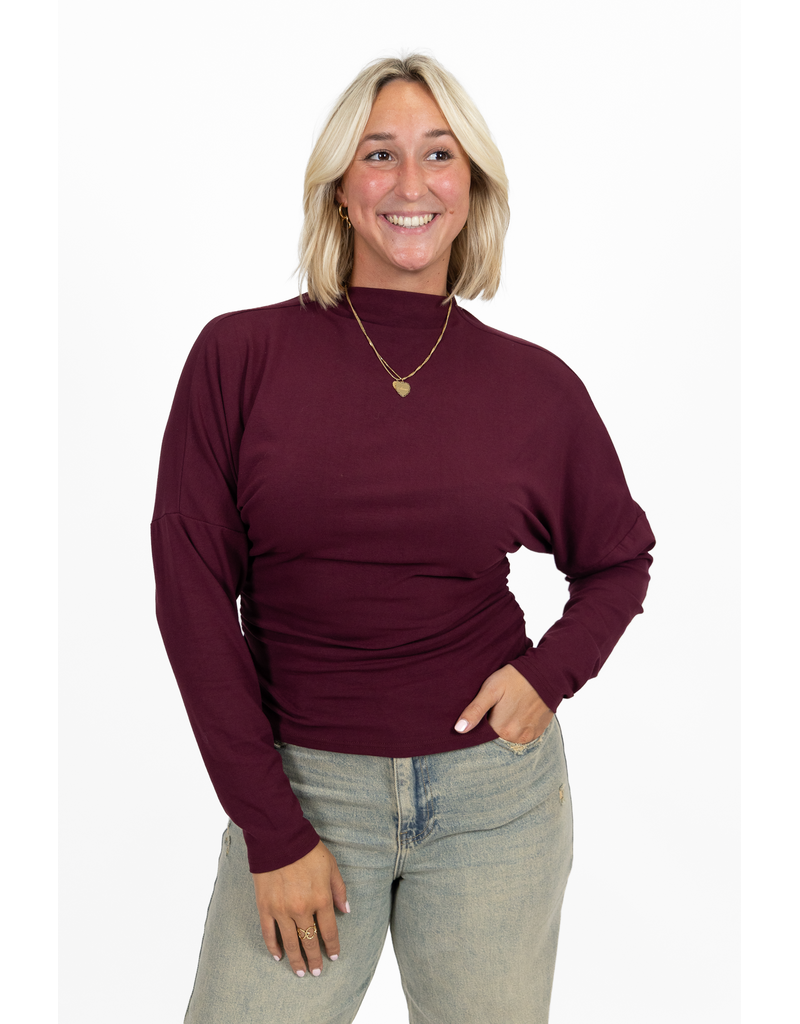 21Jewelz Aansluitende longsleeve met hoge hals - bordeaux