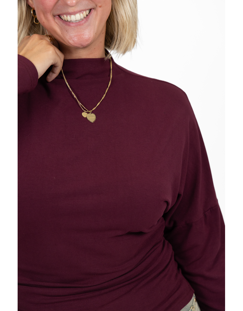 21Jewelz Aansluitende longsleeve met hoge hals - bordeaux
