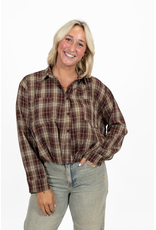 21Jewelz Blouse met glitter en elastiek - bordeaux/beige