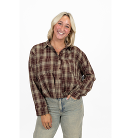 21Jewelz Blouse met glitter en elastiek - bordeaux/beige
