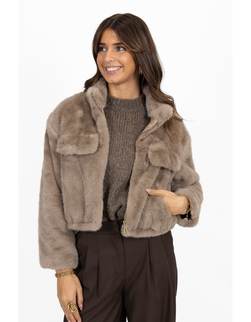 21Jewelz Fluffy jas - taupe