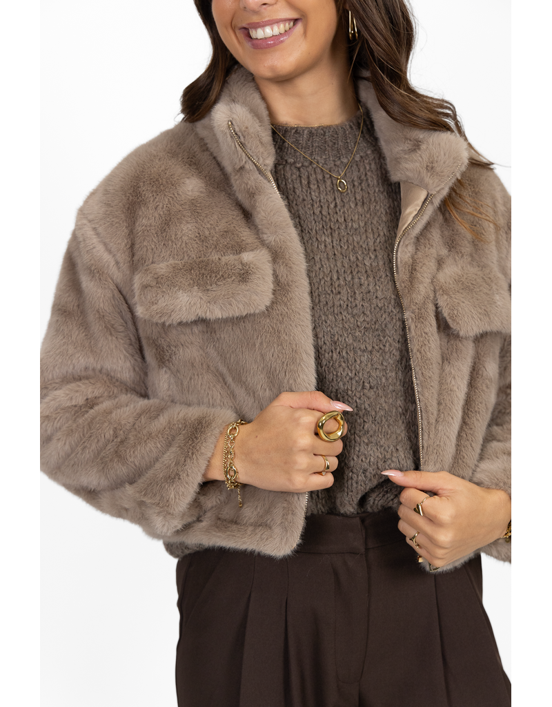 21Jewelz Fluffy jas - taupe