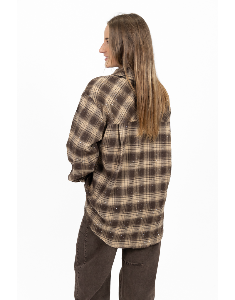 21Jewelz Lange blouse met glitter - beige/bruin