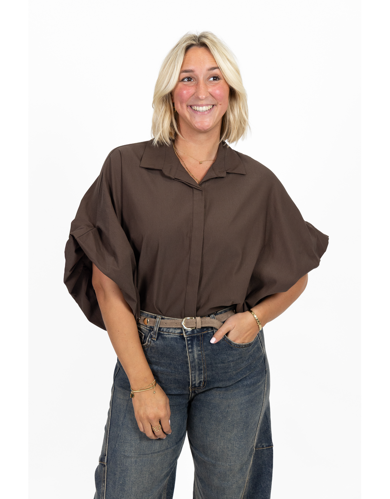 21Jewelz Oversized losvallend blousje - bruin