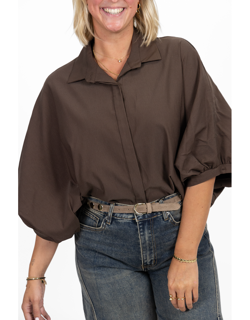21Jewelz Oversized losvallend blousje - bruin
