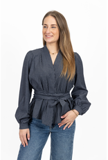 21Jewelz Geruite blouse met ceintuur - blauw