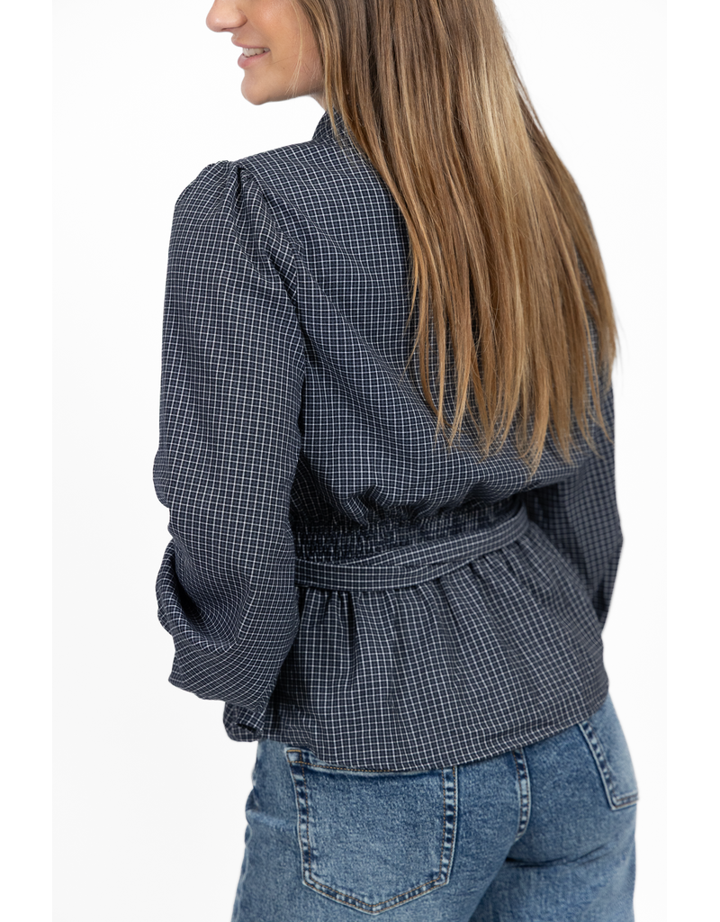 21Jewelz Geruite blouse met ceintuur - blauw