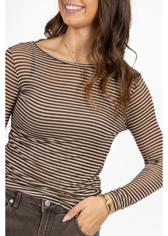 21Jewelz Cashmere top met strepen - beige/bruin