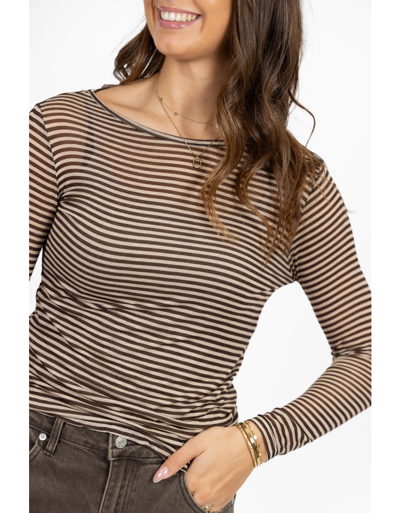 21Jewelz Cashmere top met strepen - beige/bruin