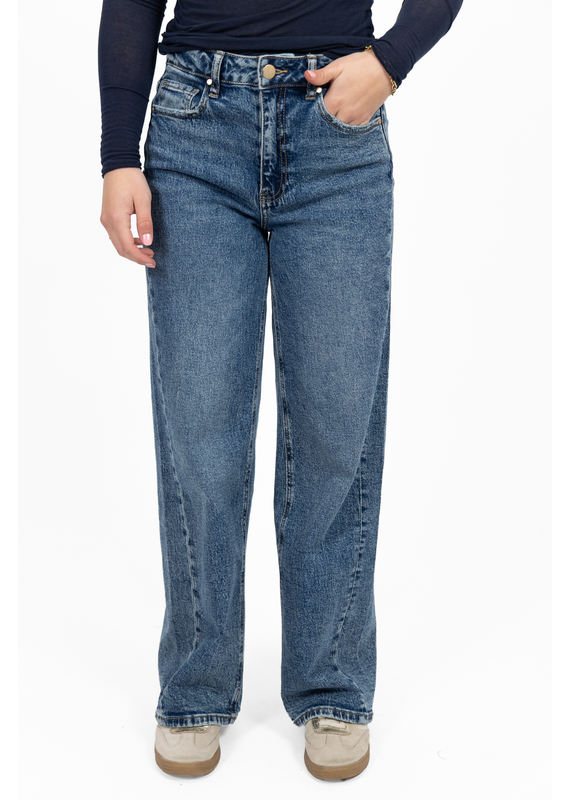 Queen Hearts Jeans met destroyed details - donkerblauw