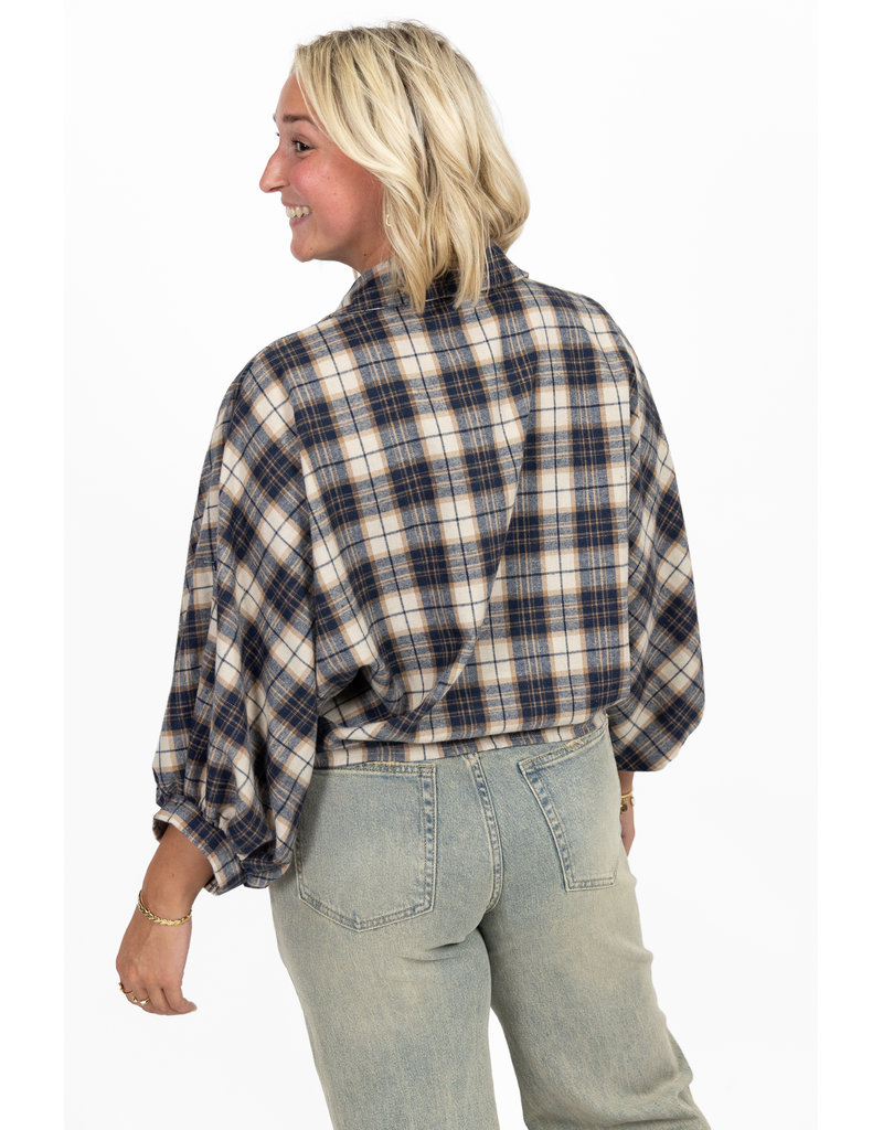 21Jewelz Cropped geruite blouse - donkerblauw/camel