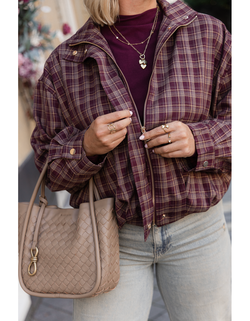 21Jewelz Geruit jasje - bordeaux/camel
