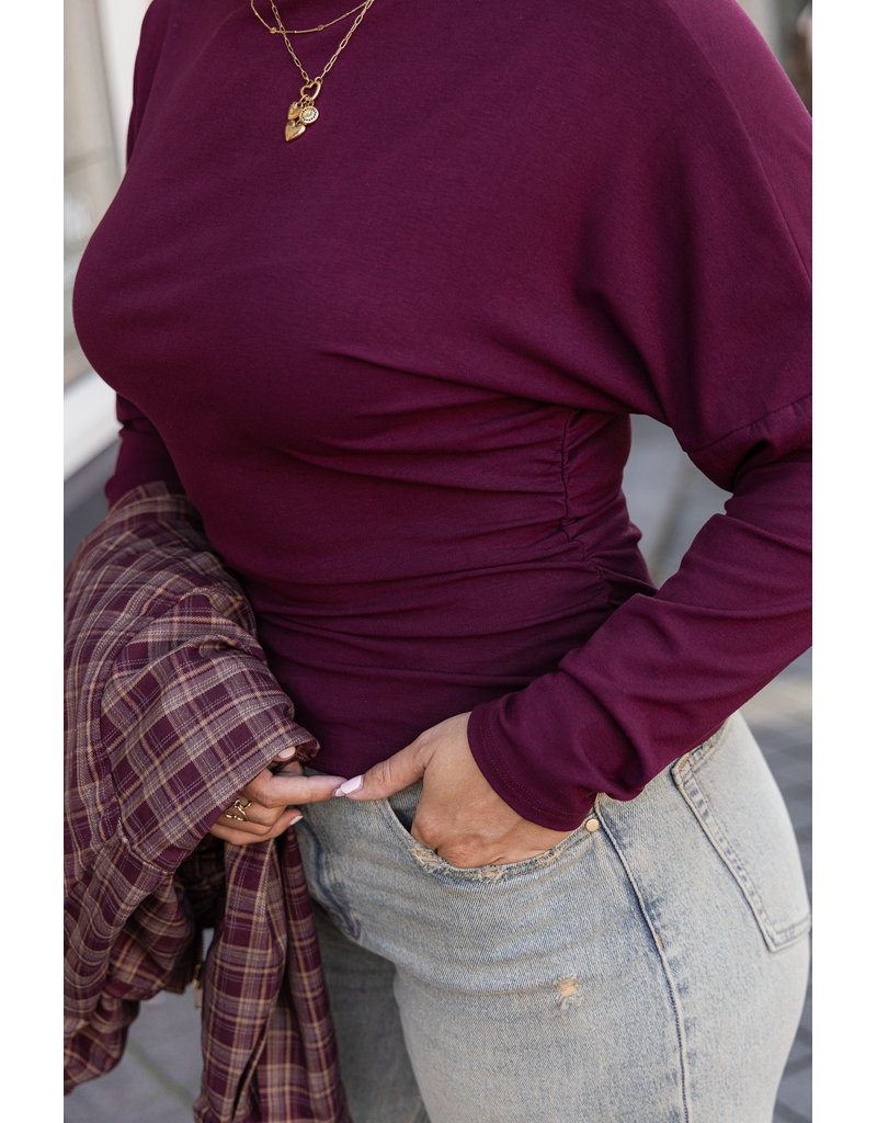 21Jewelz Aansluitende longsleeve met hoge hals - bordeaux
