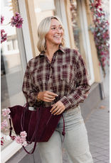 21Jewelz Blouse met glitter en elastiek - bordeaux/beige