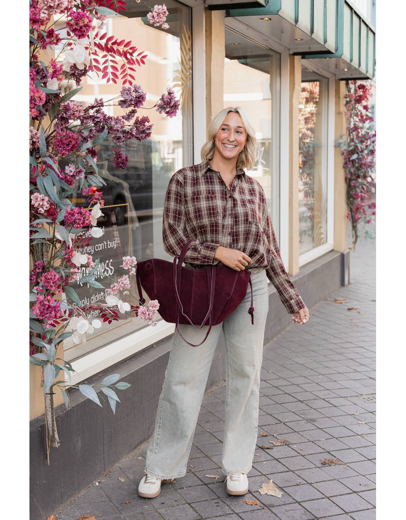 21Jewelz Blouse met glitter en elastiek - bordeaux/beige