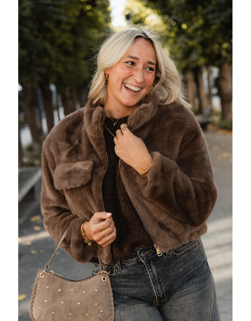 21Jewelz Fluffy jas - bruin