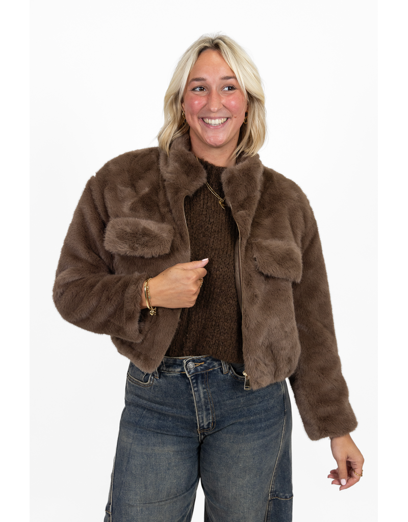 21Jewelz Fluffy jas - bruin