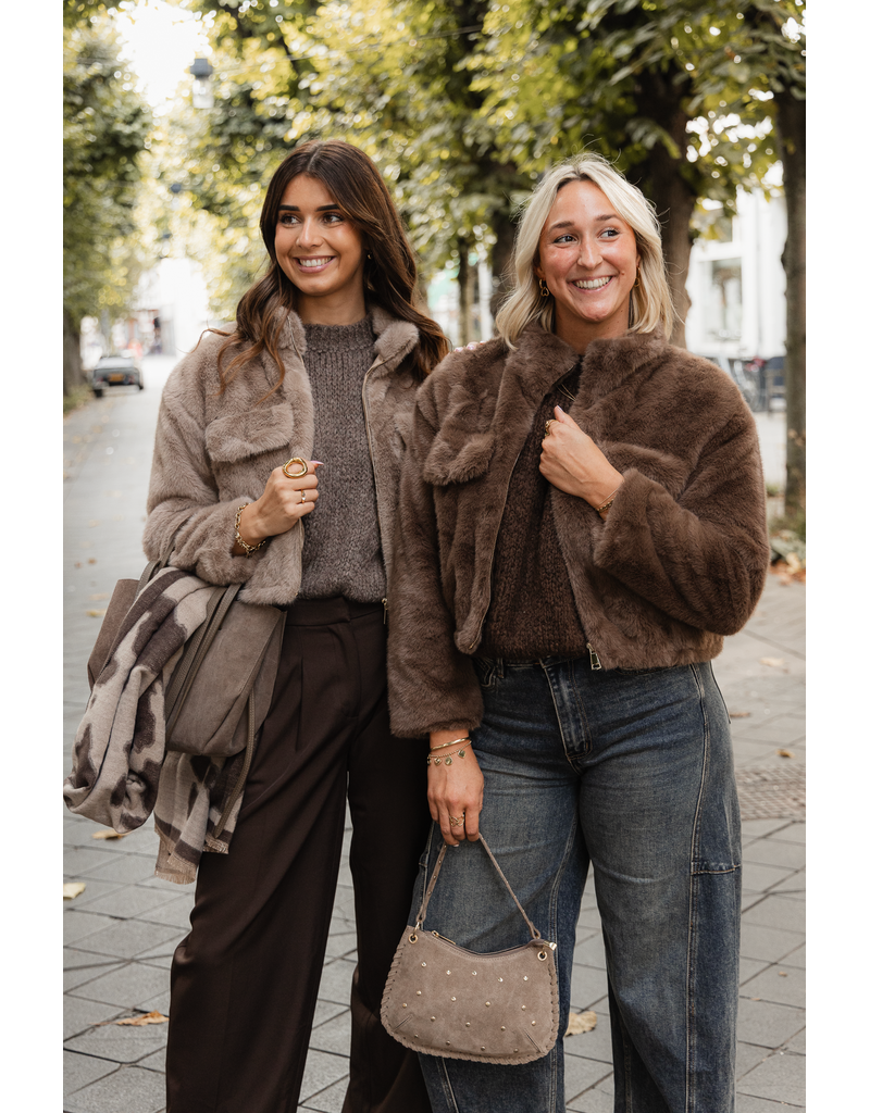 21Jewelz Fluffy jas - taupe