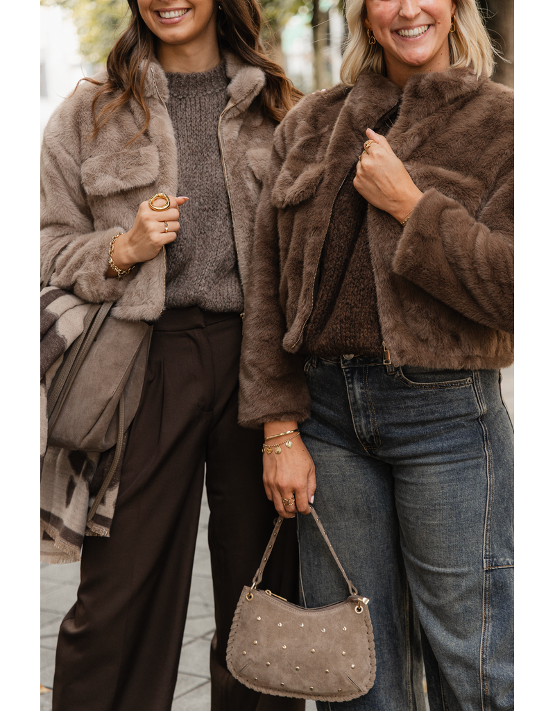 21Jewelz Fluffy jas - taupe
