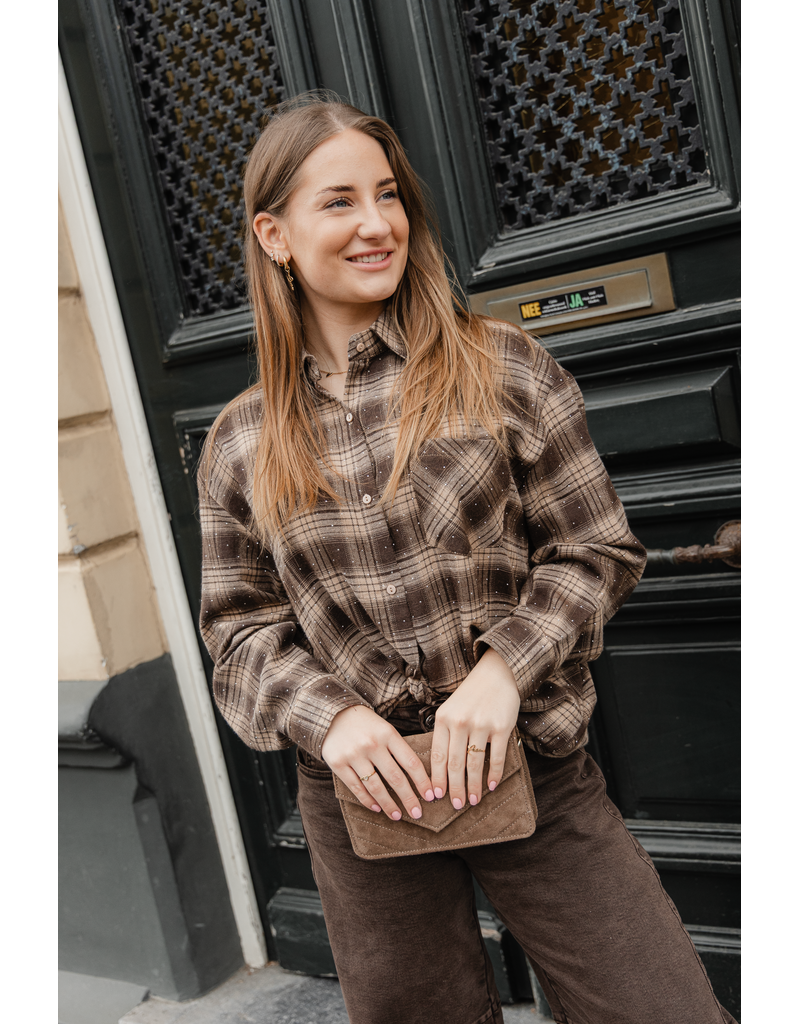 21Jewelz Lange blouse met glitter - beige/bruin
