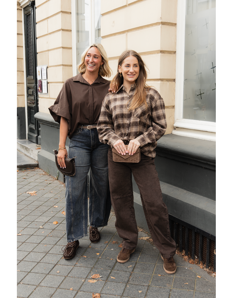 21Jewelz Lange blouse met glitter - beige/bruin