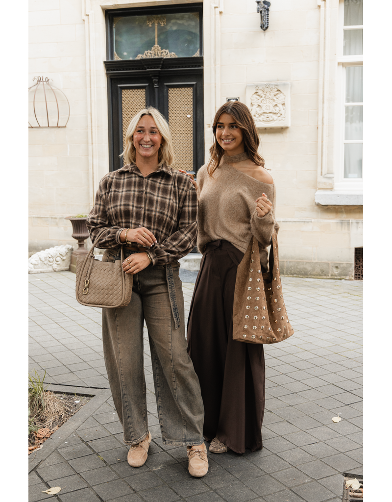 21Jewelz Cropped geruite blouse - bruin/camel