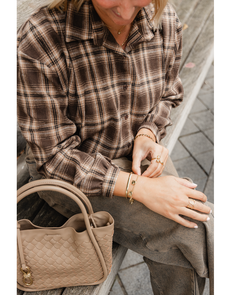 21Jewelz Cropped geruite blouse - bruin/camel