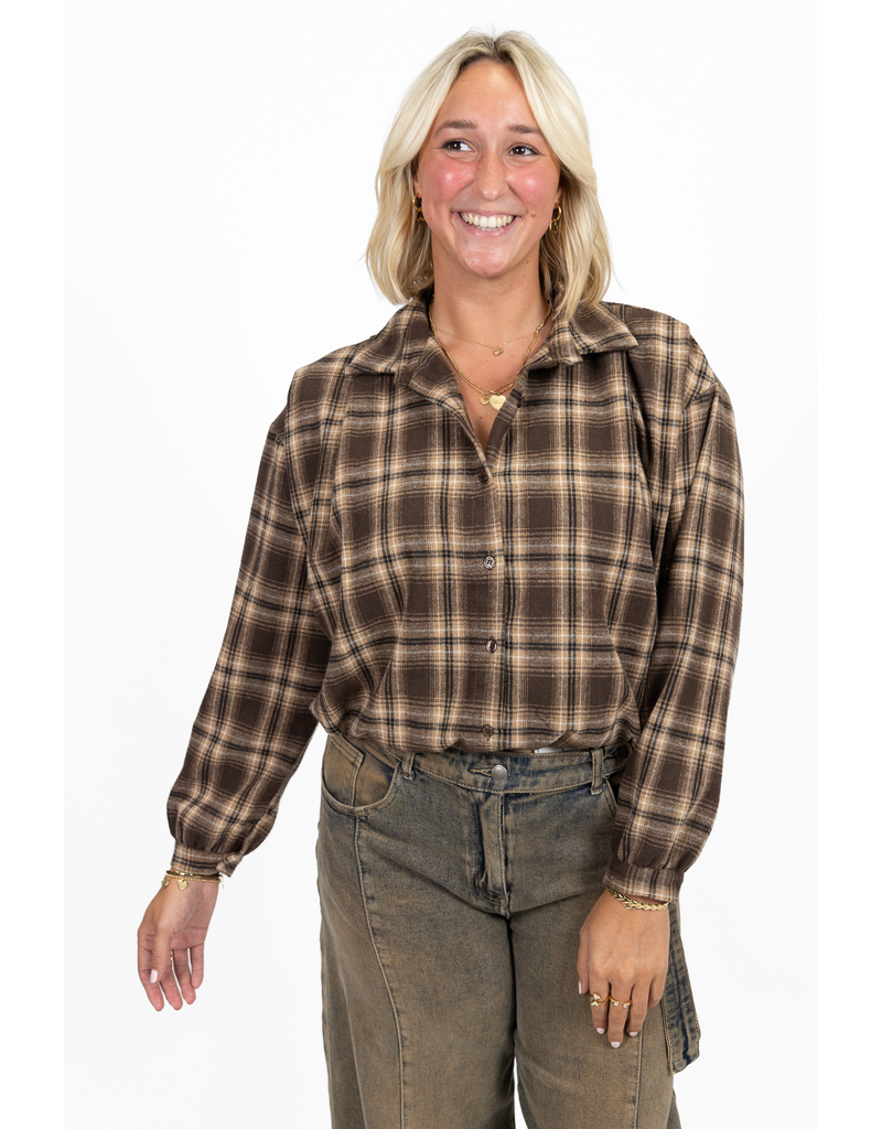 21Jewelz Cropped geruite blouse - bruin/camel
