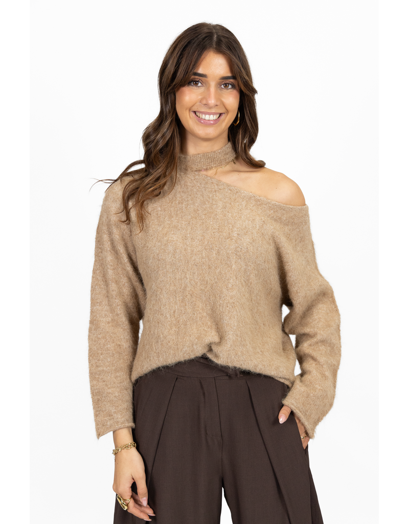 21Jewelz One shoulder trui - camel