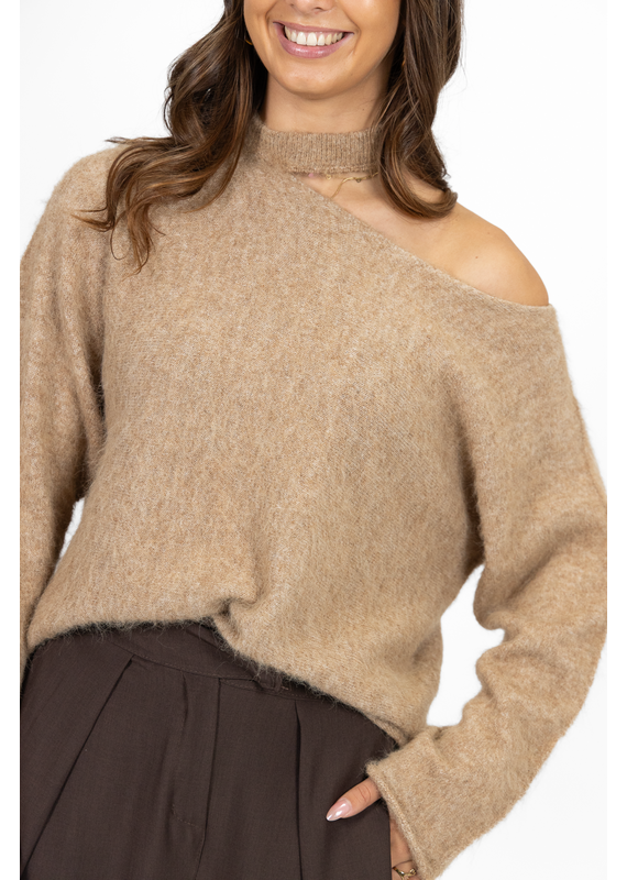 21Jewelz One shoulder trui - camel